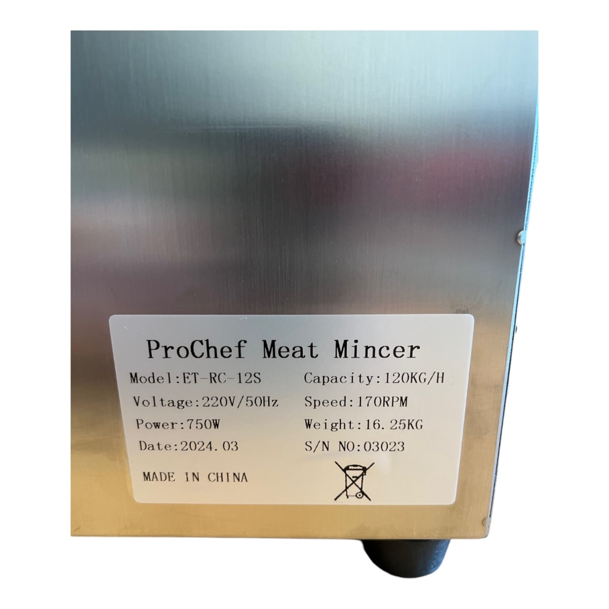 Moledora de carne industrial Ac. Inox. 120 kg/hora con Reversa9