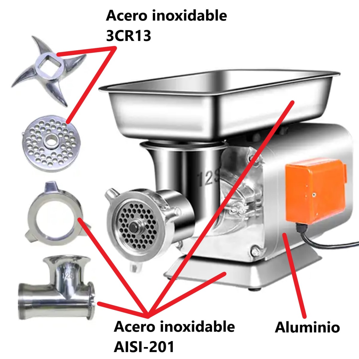 Moledora de Carne para Semi Congelados 12 Kg. ó 120 Kg/Hora9