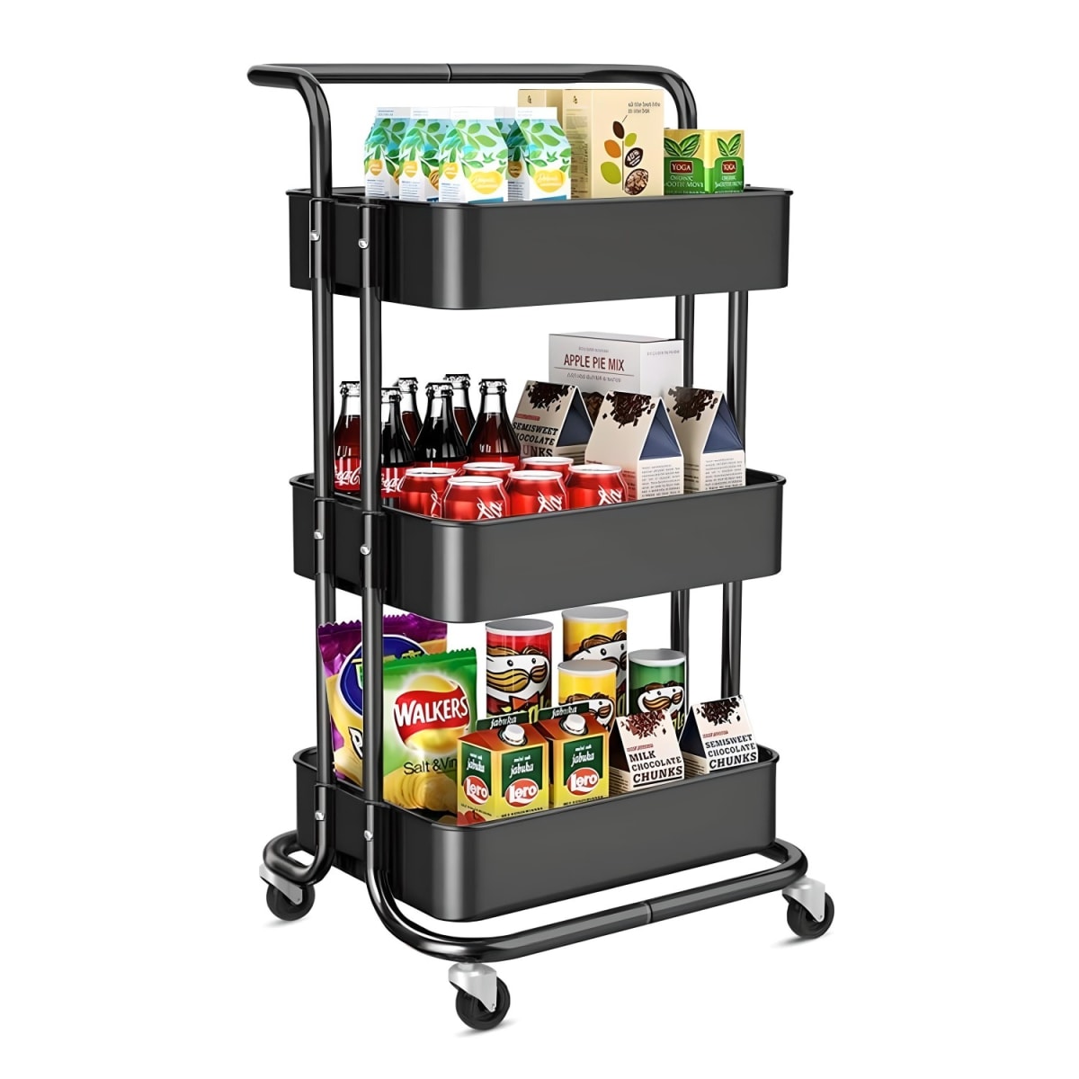 Carro Multiuso Organizador 3 Niveles 100% Acero Negro3