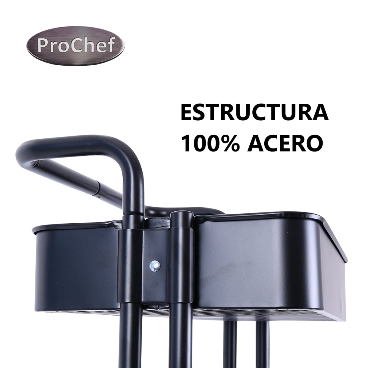 Carro Multiuso Organizador 3 Niveles 100% Acero Negro7