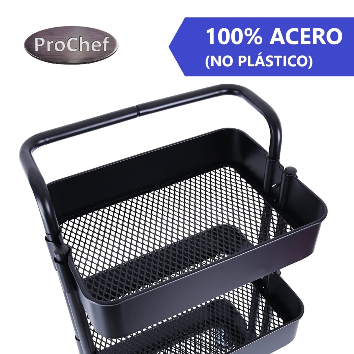 Carro Multiuso Organizador 3 Niveles 100% Acero Negro2