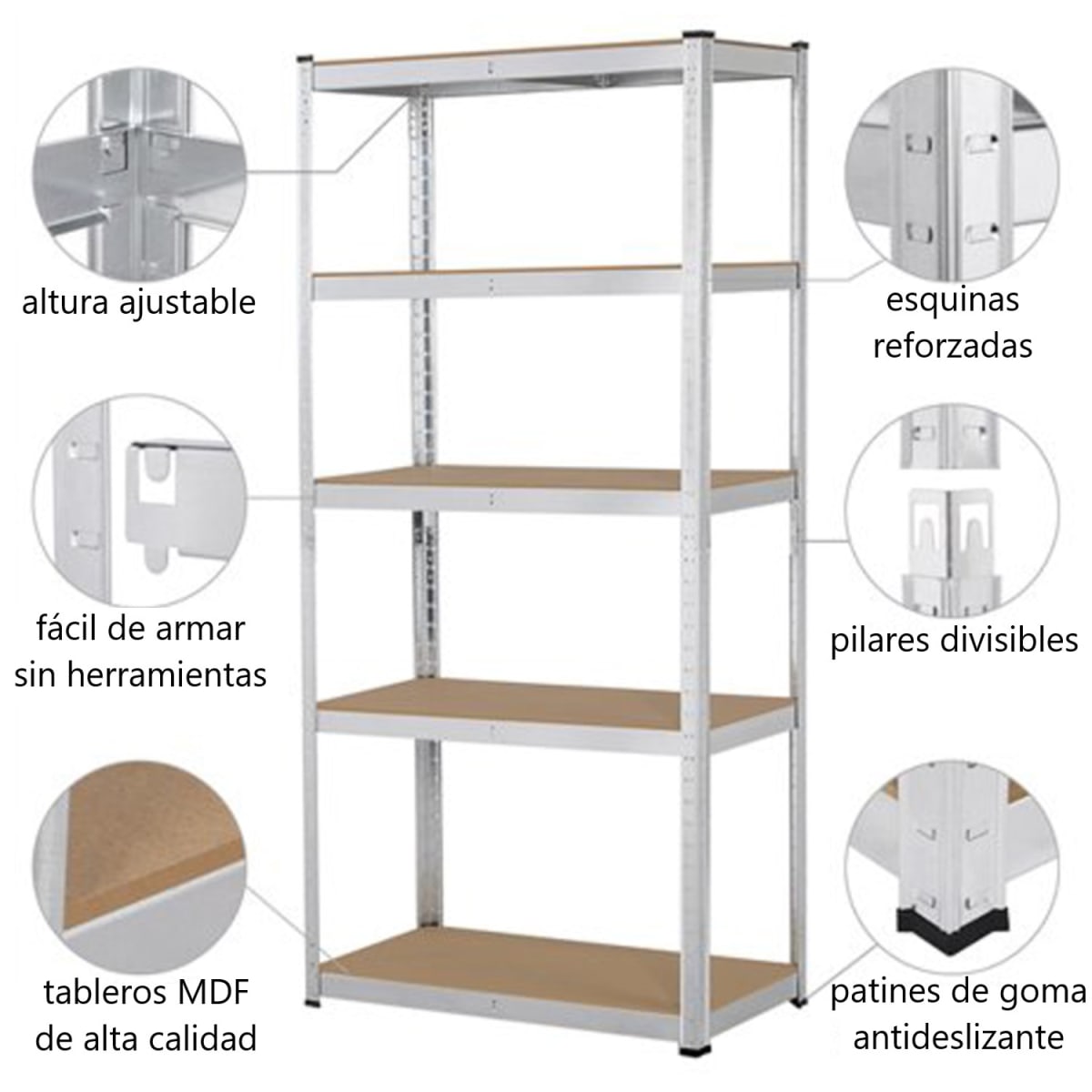 Estante Acero Galvanizado 70x30x150 cm. Cap 875 Kg7