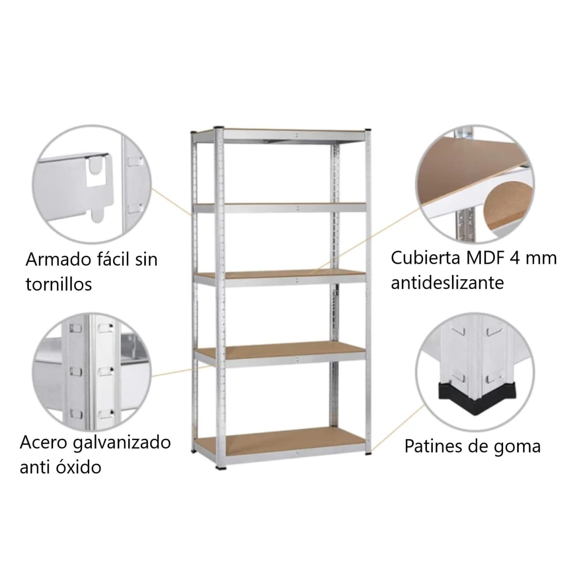 Estante Acero Galvanizado 90x40x180 cm. Cap 875 Kg6