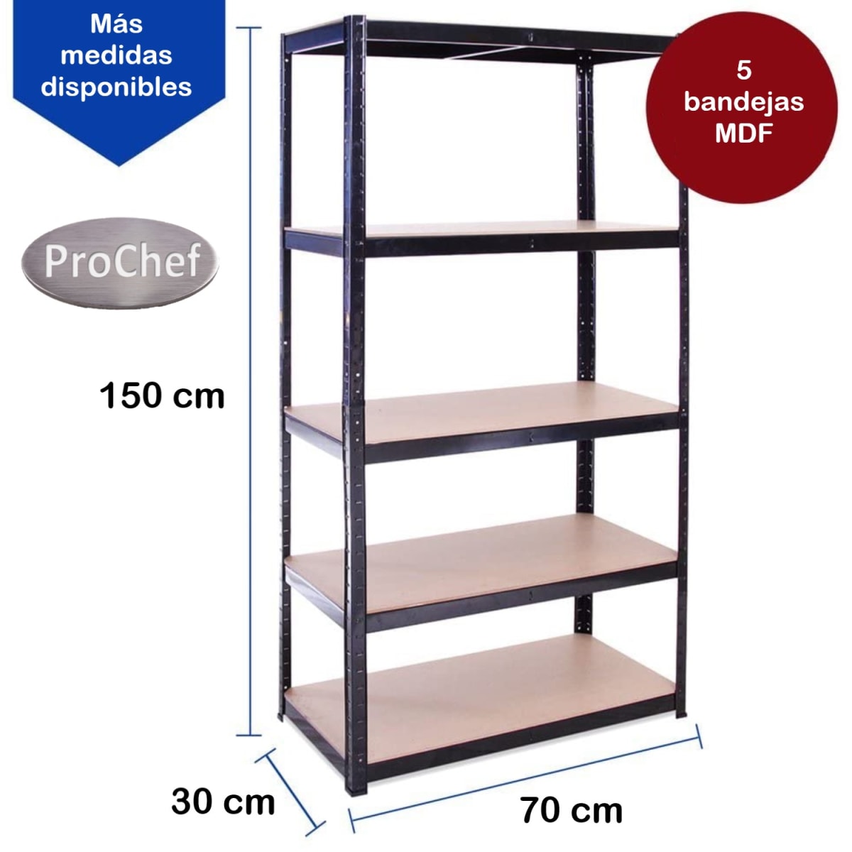 Estante 70x30x150 cm Acero Pintado 5 Band. 750 Kg9