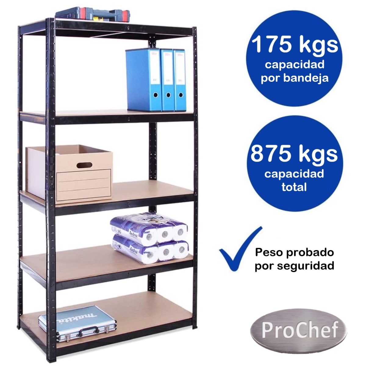 Estante Acero Pintado 70x30x150 cm 5 Band. 875 Kg7