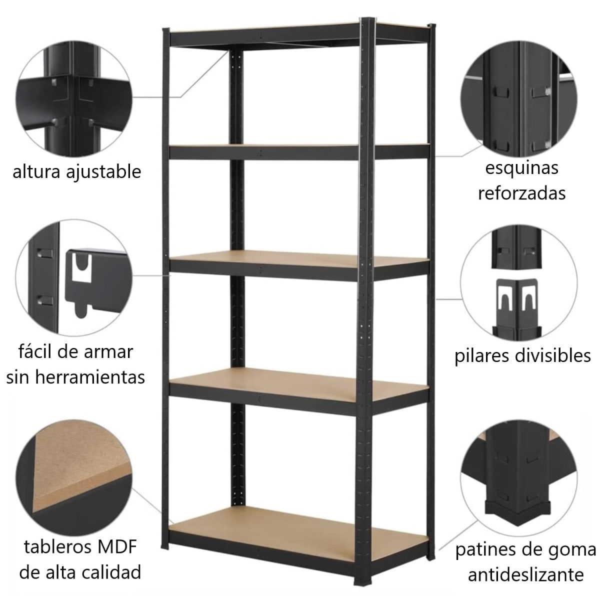 Estante 70x30x150 cm Acero Pintado 5 Band. 750 Kg10