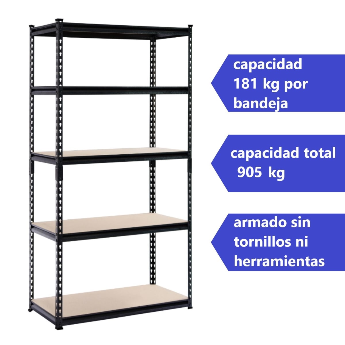 Estante Acero Pintado 90x45x183 cm 5 Band. 905 Kg3