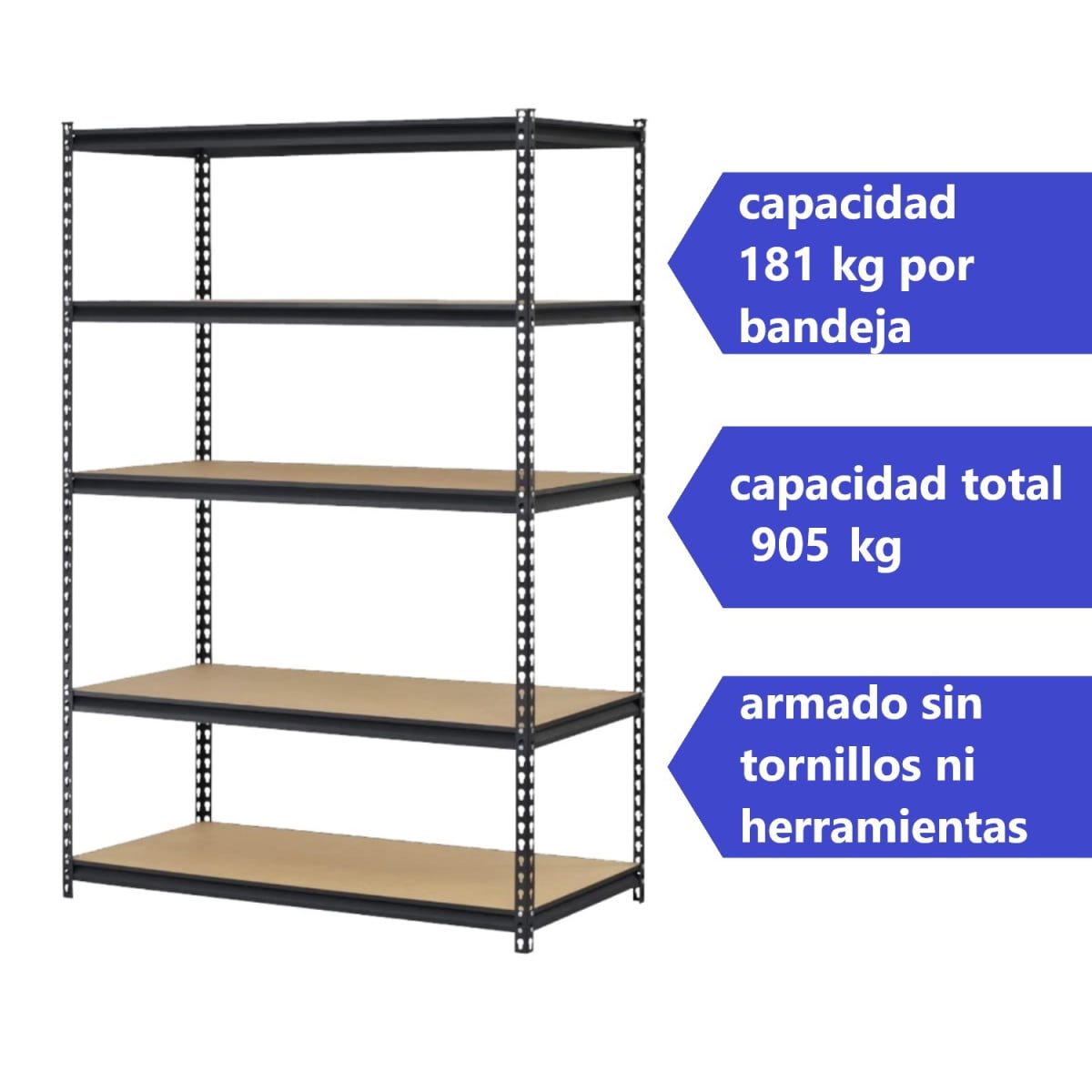 Estante Acero Pintado 120x60x183 cm 5 Band. 905 Kg3