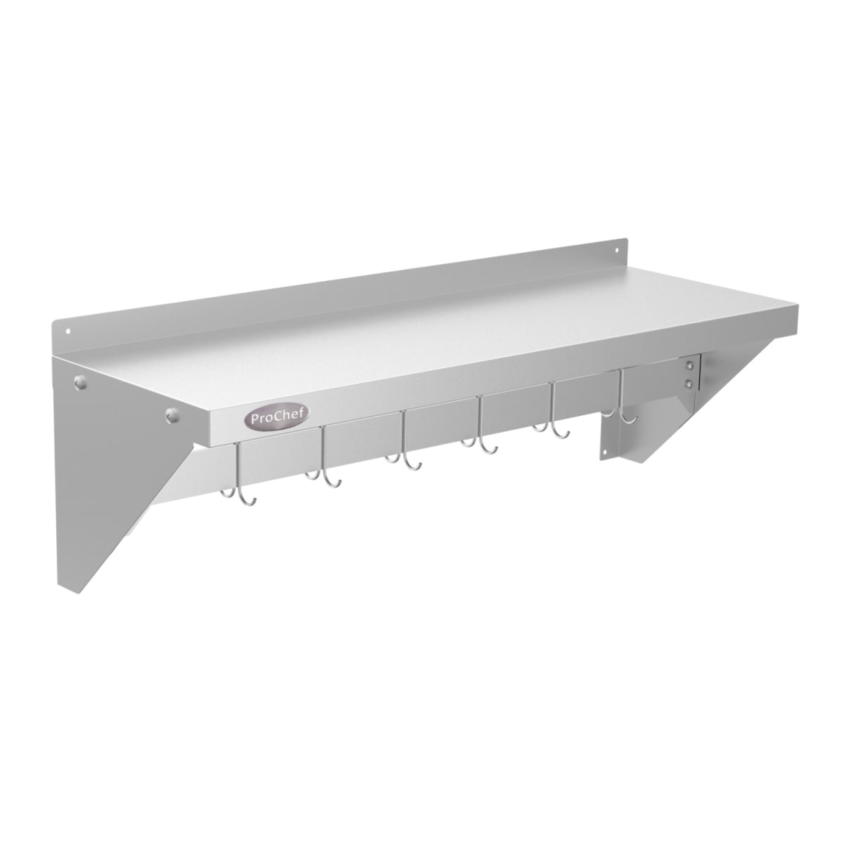 Repisa Mural 90x30 cm Acero Inoxidable con Colgador de Ollas1