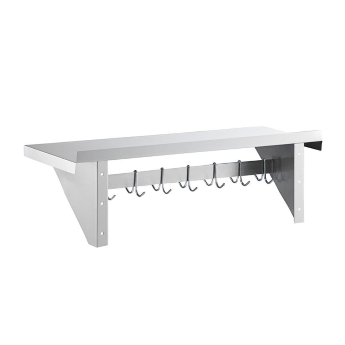 Repisa Mural 90x30 cm Acero Inoxidable con Colgador de Ollas4