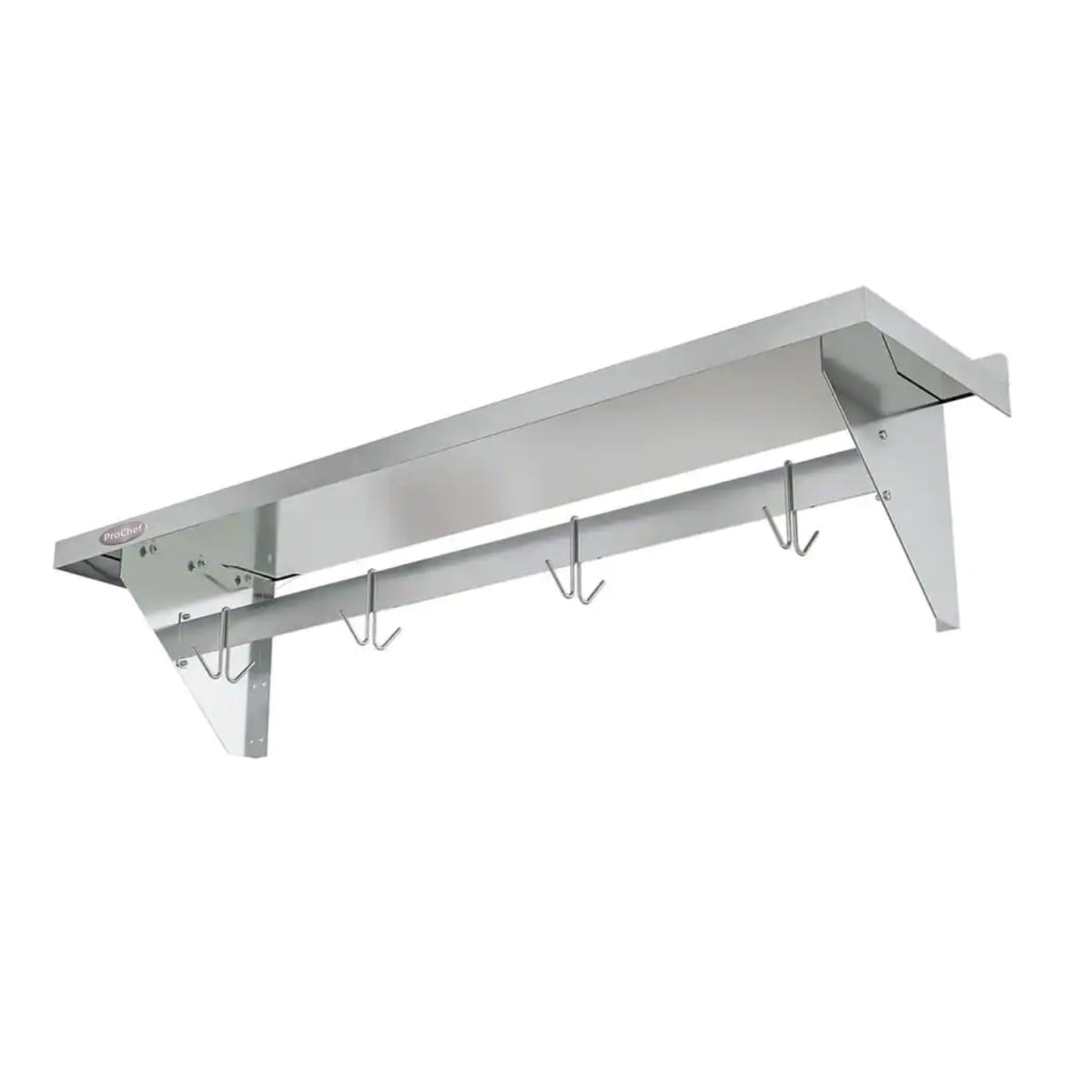 Repisa Mural 120x30 cm Acero Inoxidable con Colgadores de Ollas8