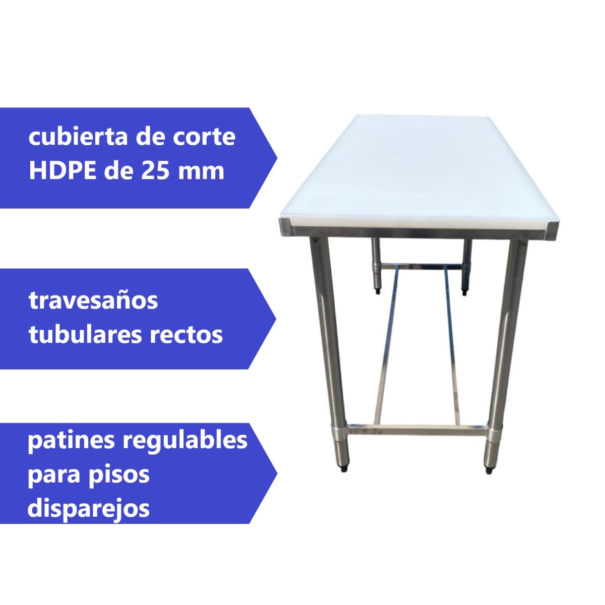 Meson de Corte Acero Inoxidable 120 x 60 cm Cubierta Plastica5