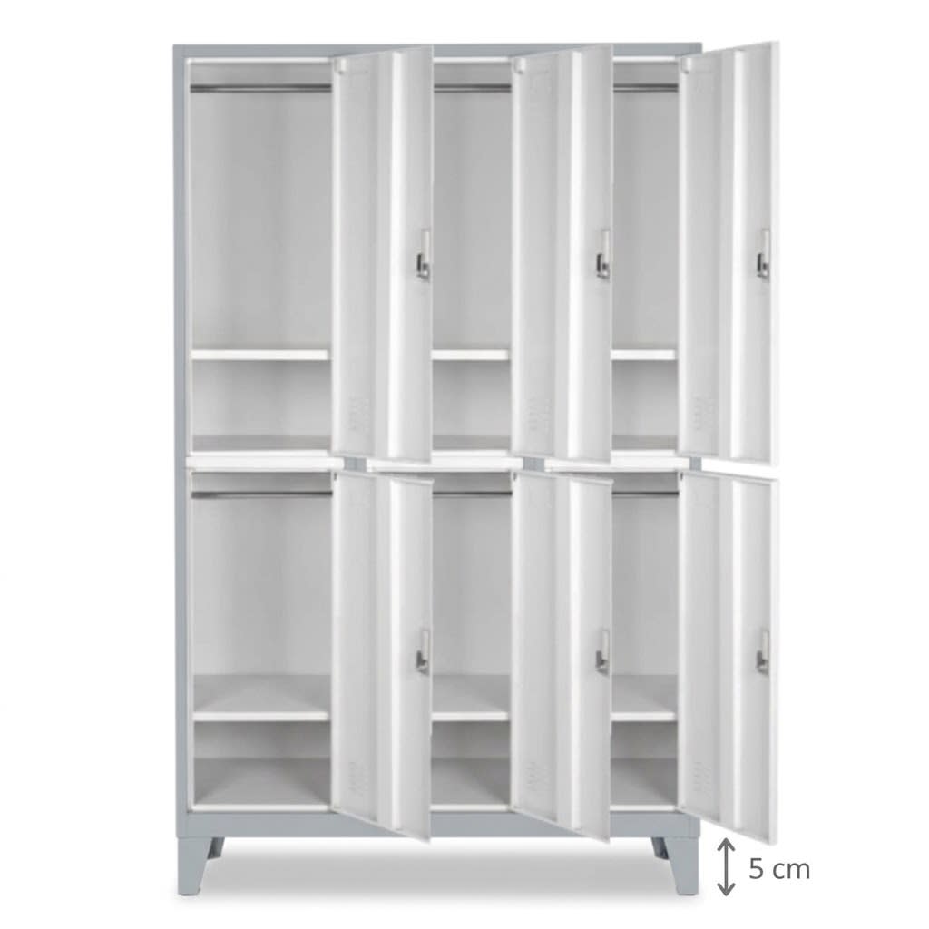 Locker Casillero Metalico 3 Cuerpos 6 Puertas con patas3