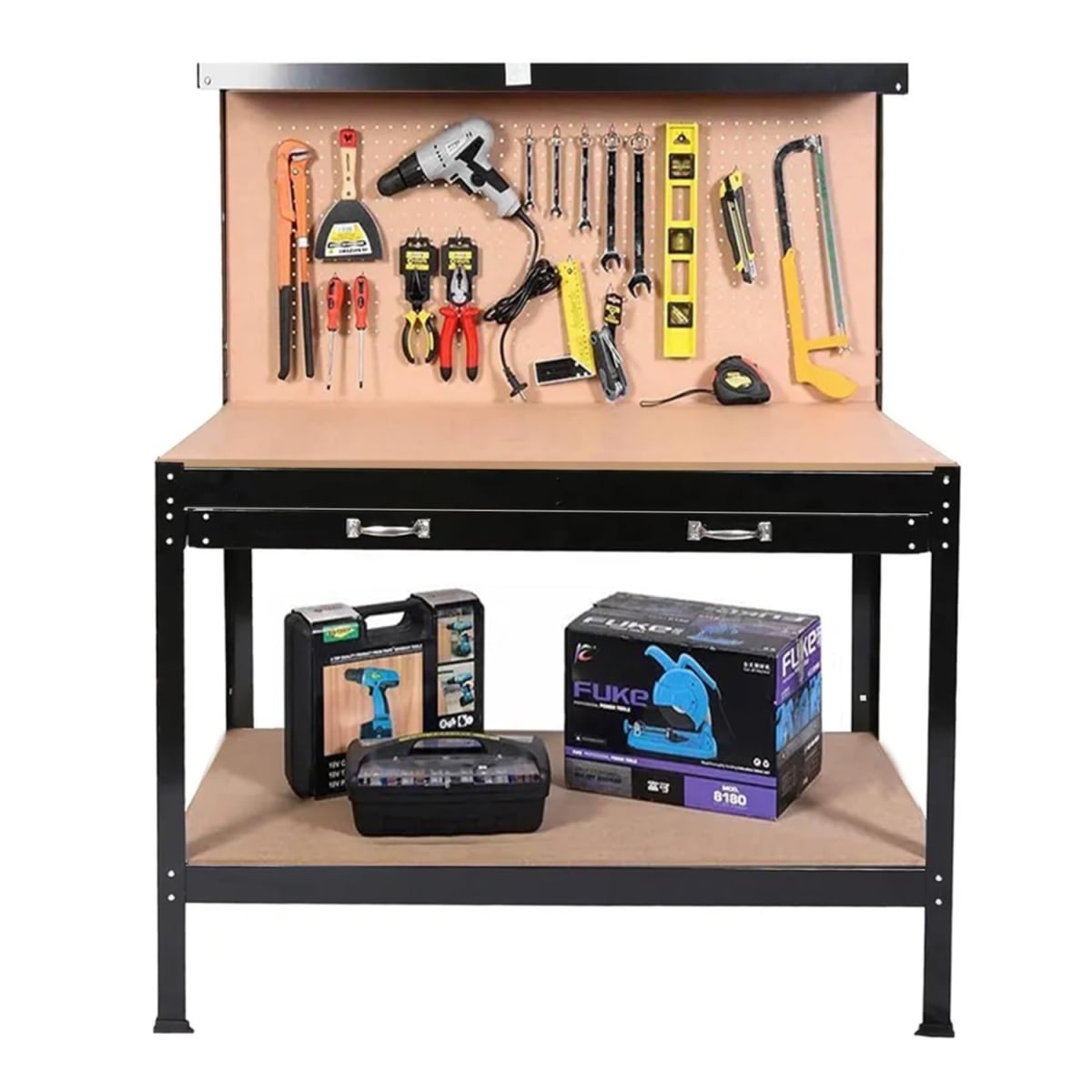 Mesón Banco de Trabajo con Cajon y Respaldo 120x60 cm.2