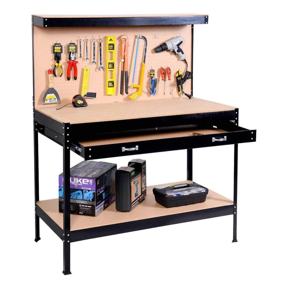 Mesón Banco de Trabajo con Cajon y Respaldo 120x60 cm.3