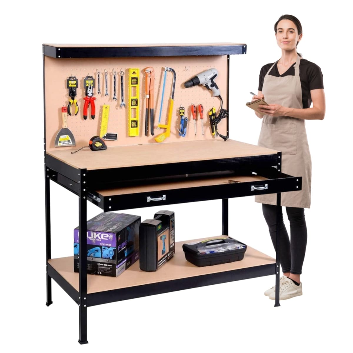 Mesón Banco de Trabajo con Cajon y Respaldo 120x60 cm.1