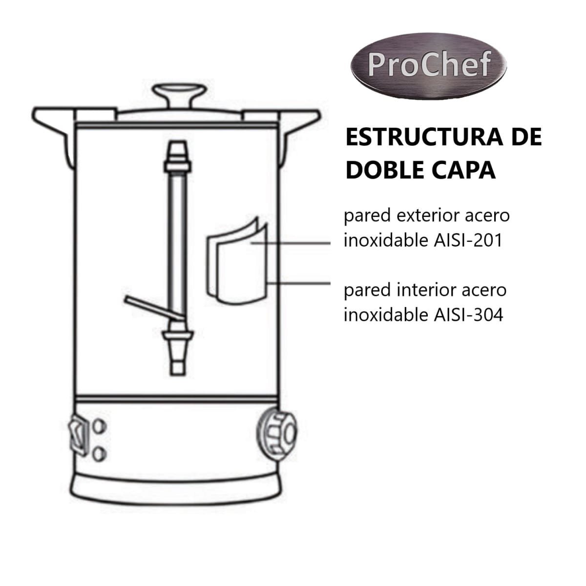 Percolador Café 8 Litros Doble Capa Acero Inoxidable12