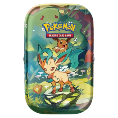 PKM TCG S & V Prismatic Evolutions - Mini Tin Leafeon Español1