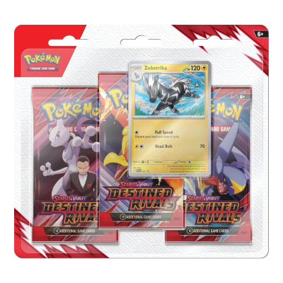 PKM TCG S&V - Destined Rivals - 3-Pack Blister Zebstrika Ingles1