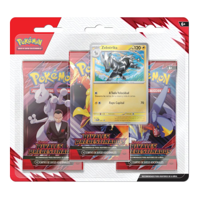 PKM TCG S&V - Destined Rivals - 3-Pack Blister Zebstrika Español1