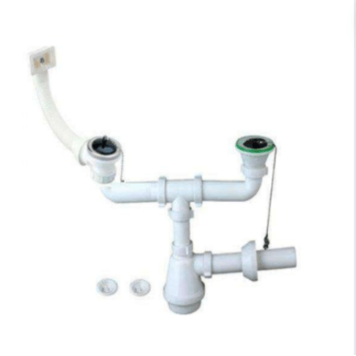 SIFON LAVAPLATOS 1 1/2 Pulg. DOBLE COMPLETO + REBALSE