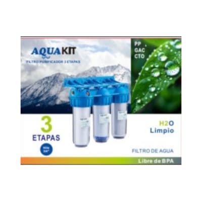 FILTRO PURIFICADOR DE AGUA AQUAKIT 3 ETAPAS AQUAKIT ANTISARRO ABLANDADOR 3/4 (PP+UDP+CTO)
