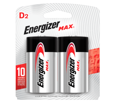 PACK 2 PILAS BATERIAS ALCALINA MAX 2D ENERGIZER