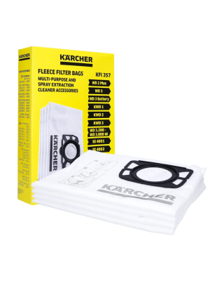 FILTRO ASPIRADORA KARCHER KFI357 CAJA AMARILLA WD2/WD3 (PACK 4 BOLSAS BLANCAS)