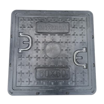 TAPA DE CAMARA POLIMERO INDUSTRIAL C/MANILLA (60 x 60) CM 3 TONELADAS