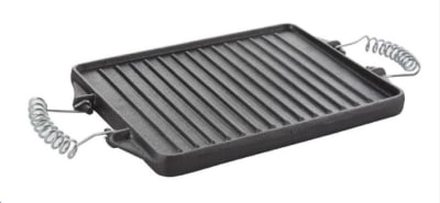 PLANCHA CHURRASQUERA FIERRO FUNDIDO RECTANGULAR 42 X 23 CM C/ASAS CROMADAS (4.5 KG)