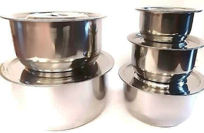 SET DE 5 POTES ACERO INOXIDABLE CON TAPA