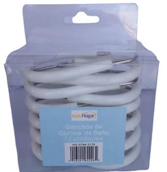 SET 12 ARGOLLAS (GANCHOS) METALICOS PLASTIFICADOS CORTINA