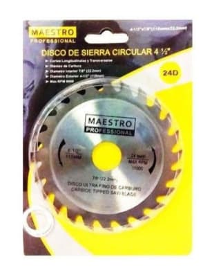 DISCO DE CORTE MADERA Ø4 1/2 Pulg. 24 DIENTES