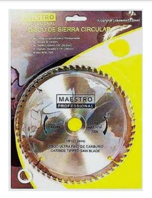 DISCO DE CORTE MADERA  Ø7 1/4 Pulg. 40 DIENTES
