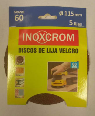 DISCOS DE LIJA VELCRO Ø115 MM GRANO 60 (5 DISCOS x SET)