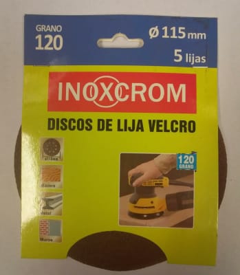 DISCOS DE LIJA VELCRO Ø115 MM  GRANO 120 (5 DISCOS x SET)