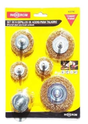 SET DE 6 CEPILLOS DE ACERO PARA TALADRO