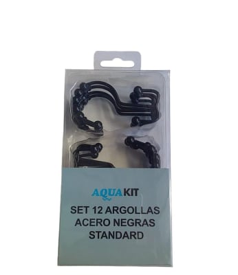 SET 12 ARGOLLAS (GANCHOS) ACERO NEGRAS STANDARD