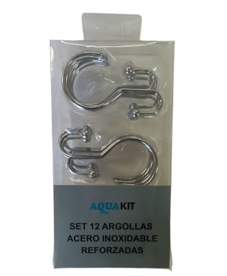 SET 12 ARGOLLAS (GANCHOS) ACERO INOXIDABLE REFORZADAS
