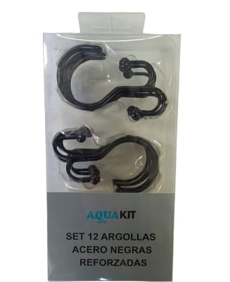 SET 12 ARGOLLAS (GANCHOS) ACERO NEGRAS REFORZADAS