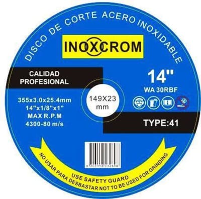 DISCO DE CORTE ACERO INOXIDABLE Ø14 (AZUL) 10 UNIDADES