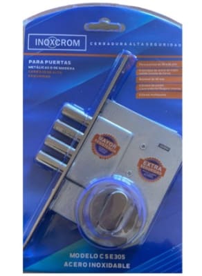 CERRADURA ALTA SEGURIDAD MODELO 305 (LLAVE EXTERIOR Y SEGURO INTERIOR)