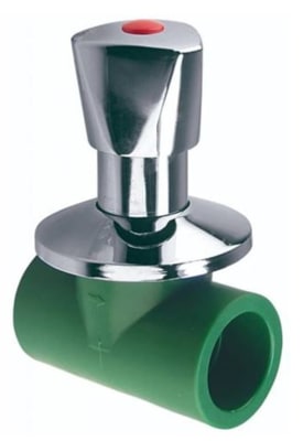 LLAVE DE PASO PPR CAMPANA CROMADA 20 MM