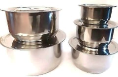 SET DE 5 POTES ACERO INOXIDABLE CON TAPA