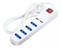 ALARGADOR MULTIPLE C/INTERRUPTOR 4 TOMAS 2 USB 1.5 MT