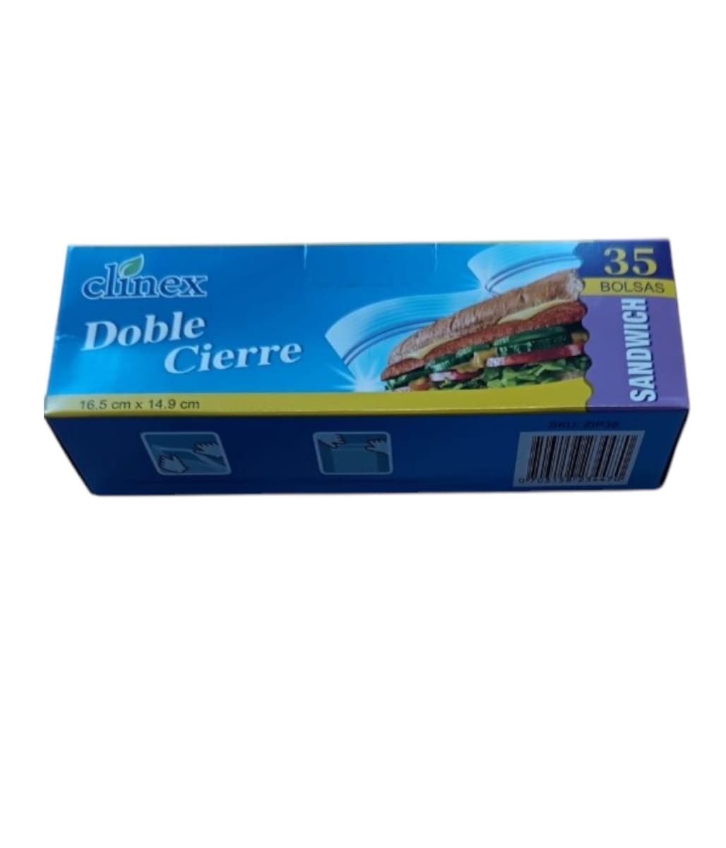 BOLSA ZIPLOC DOBLE CIERRE 35MIC 16.5 x 14.9 CM 35 MIC1