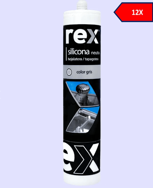 SILICONA  NEUTRA GRIS TECHO/ TAPAGOTERA CARTUCHO 300ML REX2