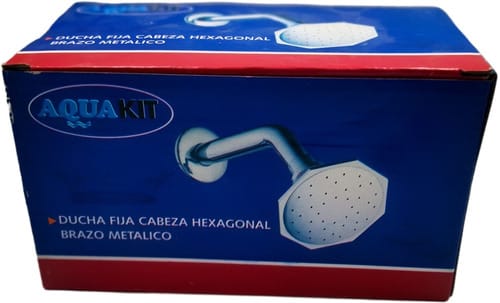 DUCHA FIJA CROMADA BRAZO METALICO CABEZA HEXAGONAL (CAJA)2
