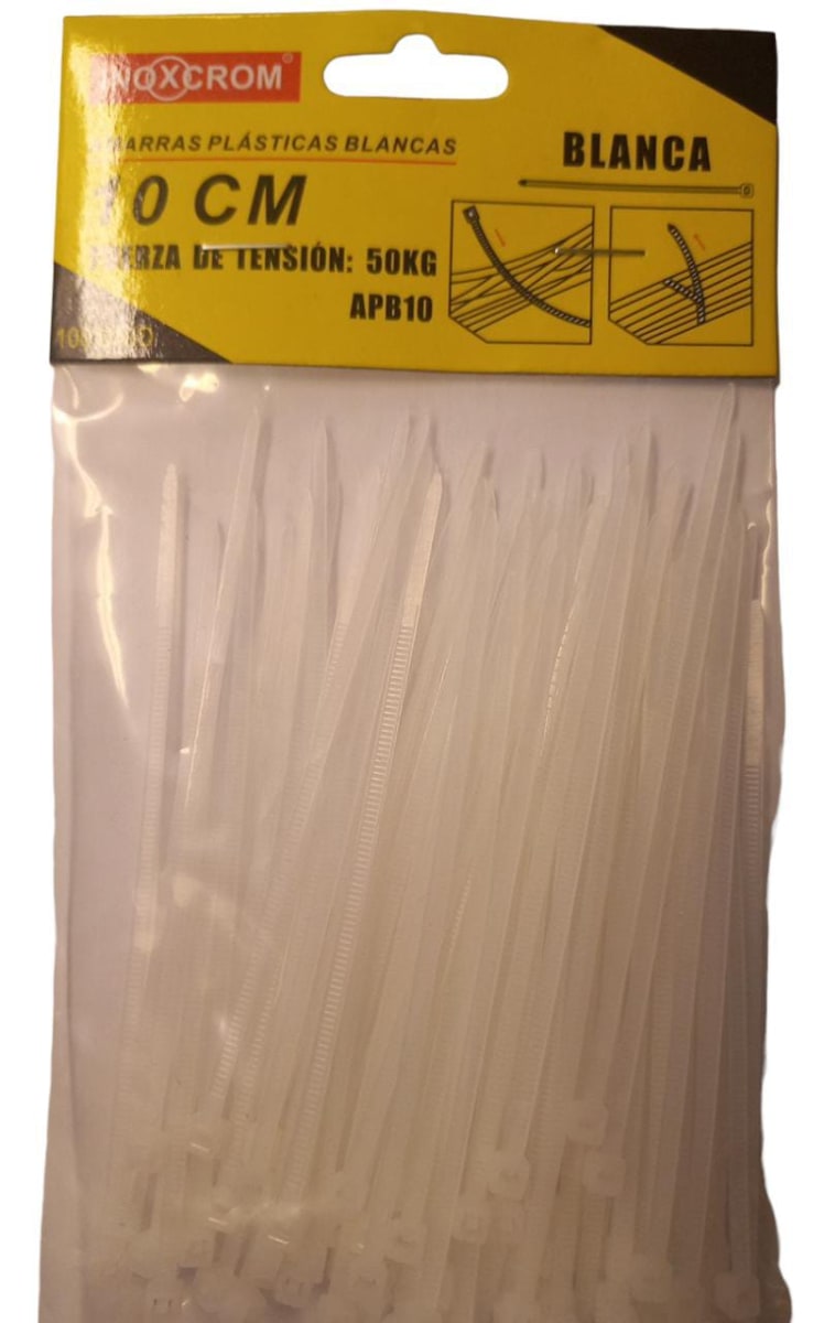 AMARRAS PLASTICAS BLANCAS 10 CM (PACK 100 UNIDADES)1