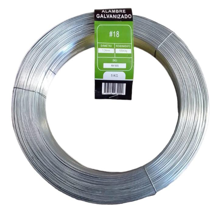 ALAMBRE GALVANIZADO BWG N18 1.24MM (ROLLO DE 5KG)1